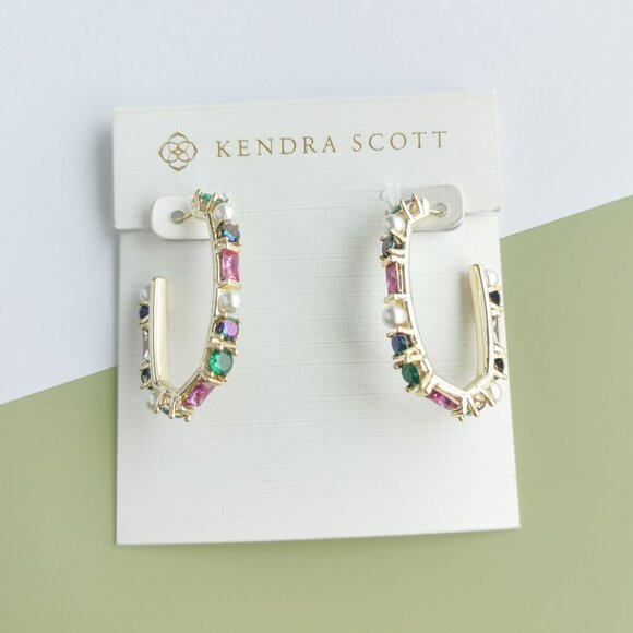 Kendra Scott Madelyn Multi Mix Hoop Earrings in Gold - Picture 1 of 4